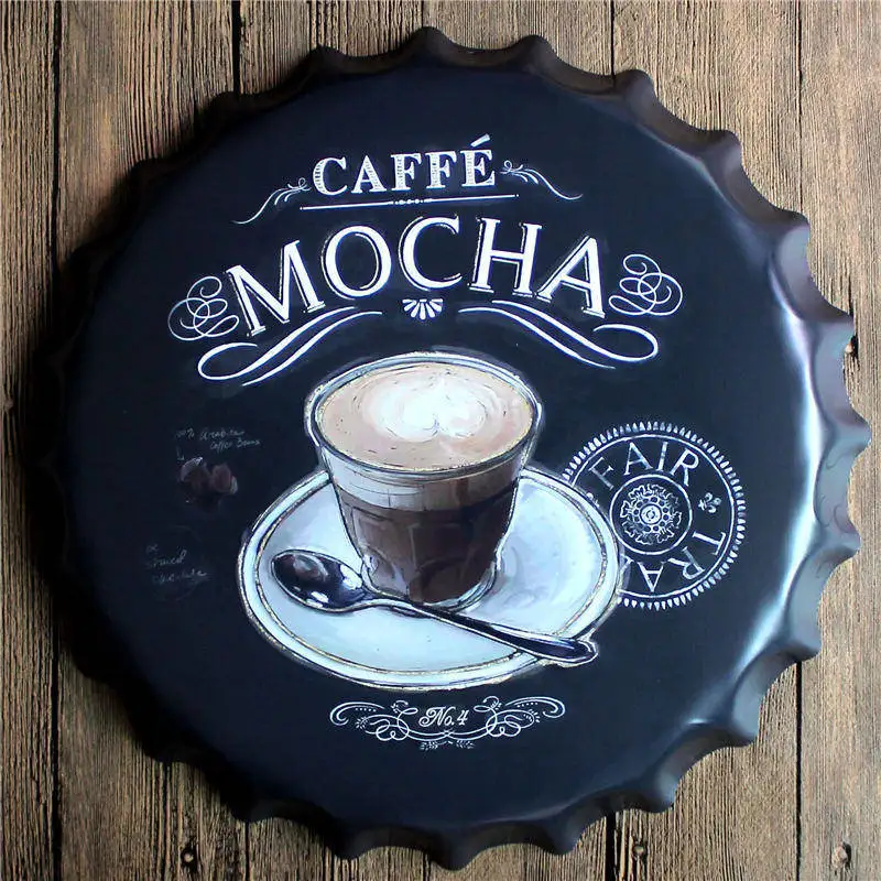 Эспрессо Caffe латте бутылка пива крышка металлические кофейные настенные таблички Ретро Художественный Плакат Металлические винтажные жестяные знаки живопись Домашний Декор 40 см - Цвет: P1737