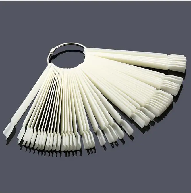 

1Set 50 Sticks Natural Fan Shaped Nail Display Tips, DIY Practice Salon Nail Board Set, Nail Art Display