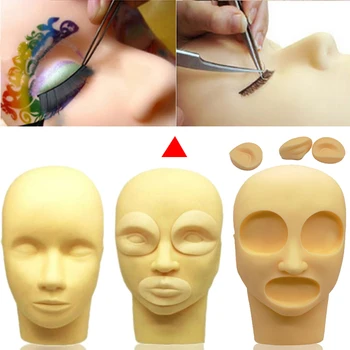 

1pcs Detachable Non-removable Training Facial Massage Mannequin Flat Head Makeup Practice Eyelash Lashes Extension Kit Tool