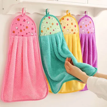 

Cartoon Animal Soft Coral Velvet Towel cute Baby Nursery Wipe Hand Towel Kitchen used Hanging Dishcloths Children bathing towel