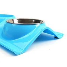 Нержавеющая сталь фруктовый цвет ПЭТ двойная миска новая Экологически чистая пластиковая собачья миска для предотвращения брызг миска