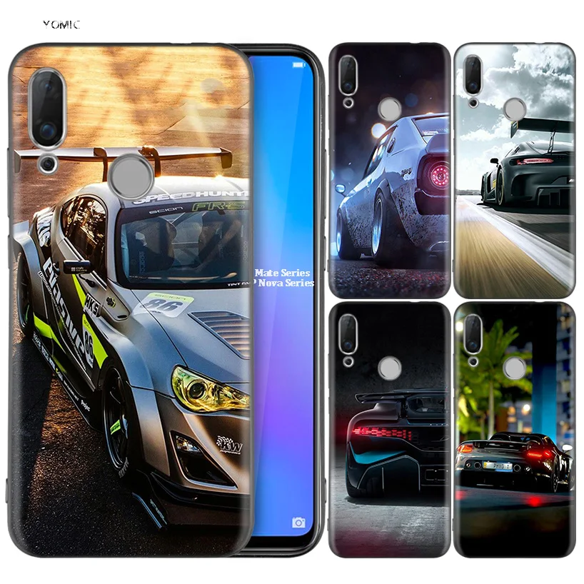 

Silicone Coque Case for Huawei P30 P20 P10 P9 Mate 20 10 Lite Pro Nova 3i 4e 3E P Smart 2019 2018 Plus Classic Car Auto With Dar