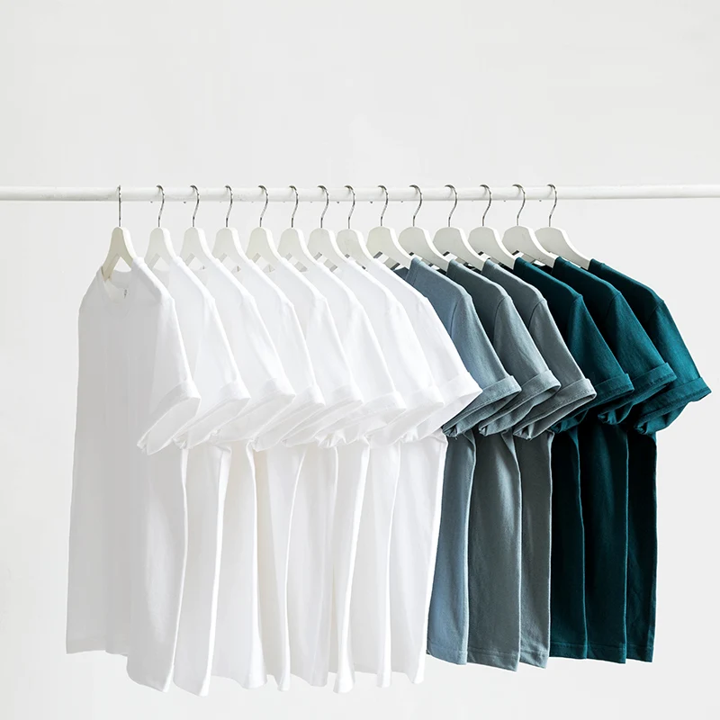 HighQuality100CottonTeeShirtUnisexSummerShortSleeveSquareCollarCasualTShirtsWomenSolidLooseBasicTeesMen