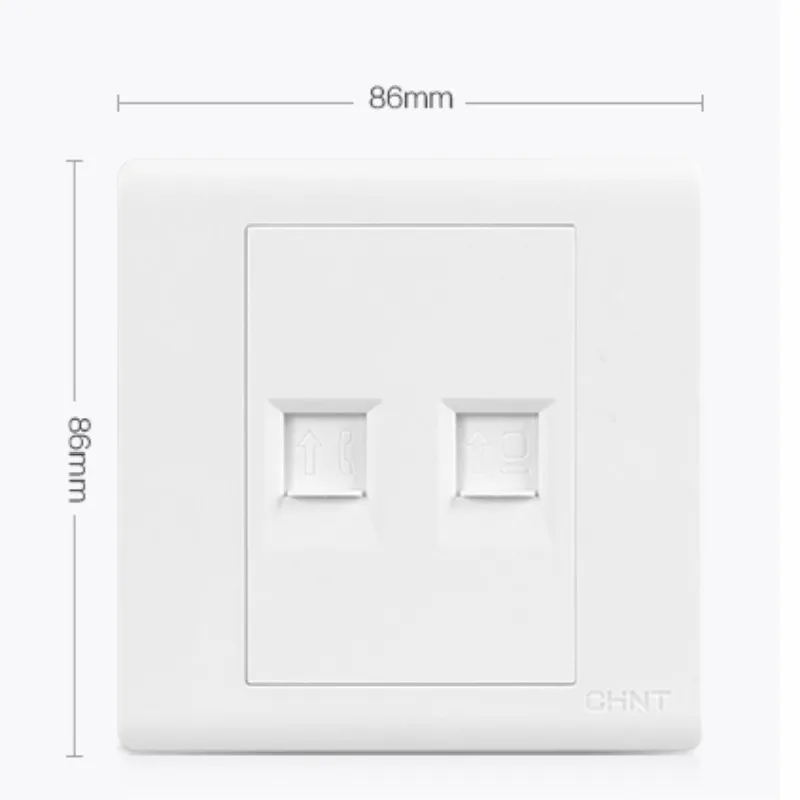 

white 86type 86*86MM wall network socket+phone socket free shipping