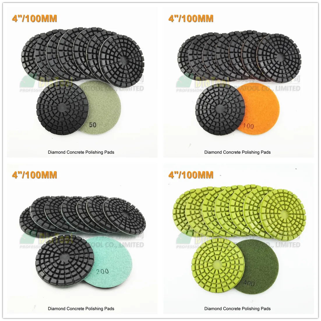 DIATOOL 9pcs 100mm Thick Resin Bond Diamond Concrete Floor Renew Polishing Pads Concrete Sanding Discs Repairing For Beton