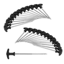 

25 PCS 20CM Tent Pegs Steel Tent Stakes Pegs Outdoor T Shape Ground Nails Ultralight Camping Spiral Nails Camping Equipment