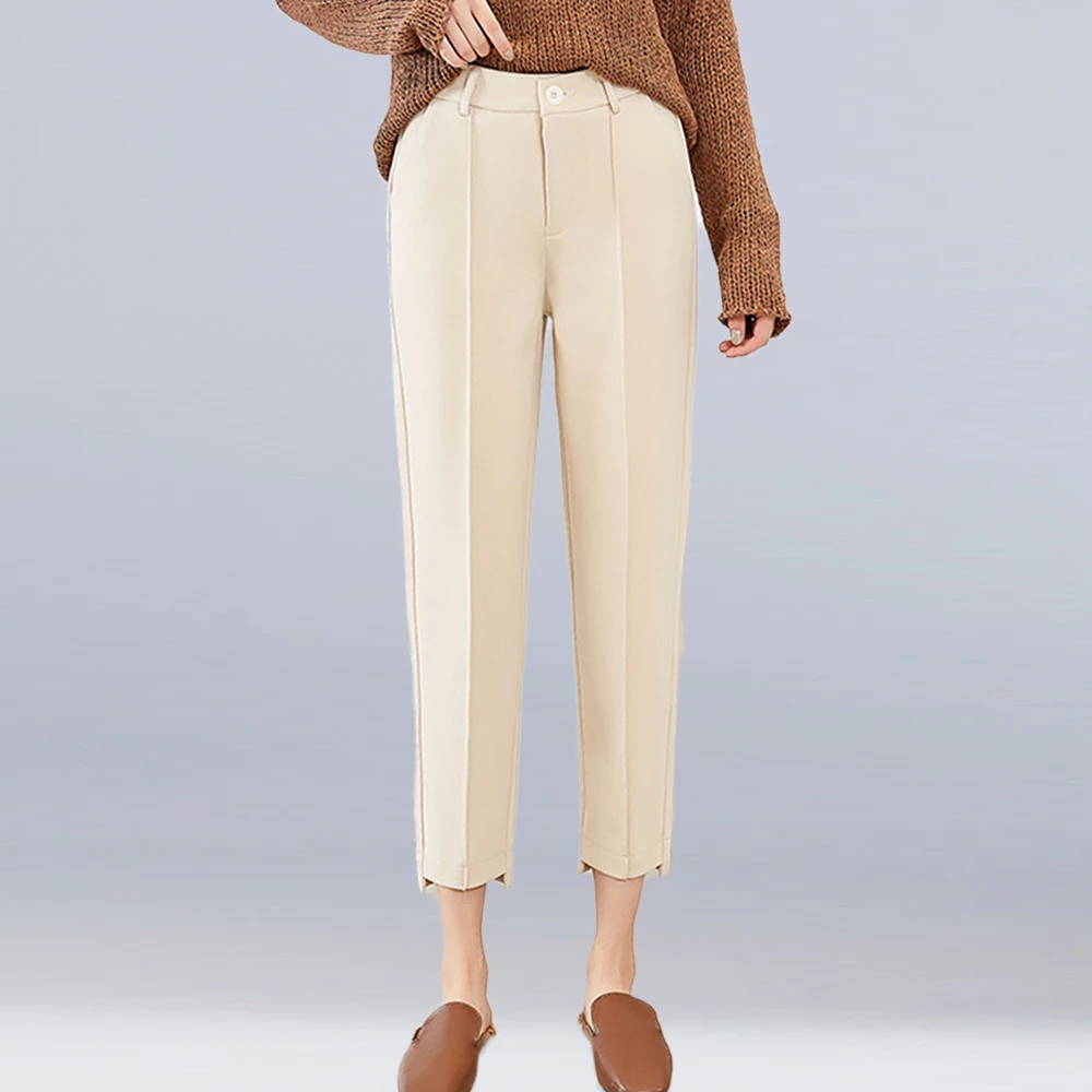 

New Fashion Autumn and Winter Thick Warm Woolen Pants Women Casual Harem Pants Plus Size S-3XL Lady Office Pants Trousers