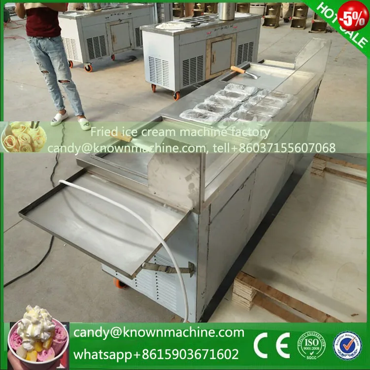 double pan fried ice cream machine display fry ice machine&ice pan machine 2 compressors freeze milk maker 2016 new double round pan fry ice cream roll machine 45cm 2800w luxurious intelligent double pan milk roller with r410a