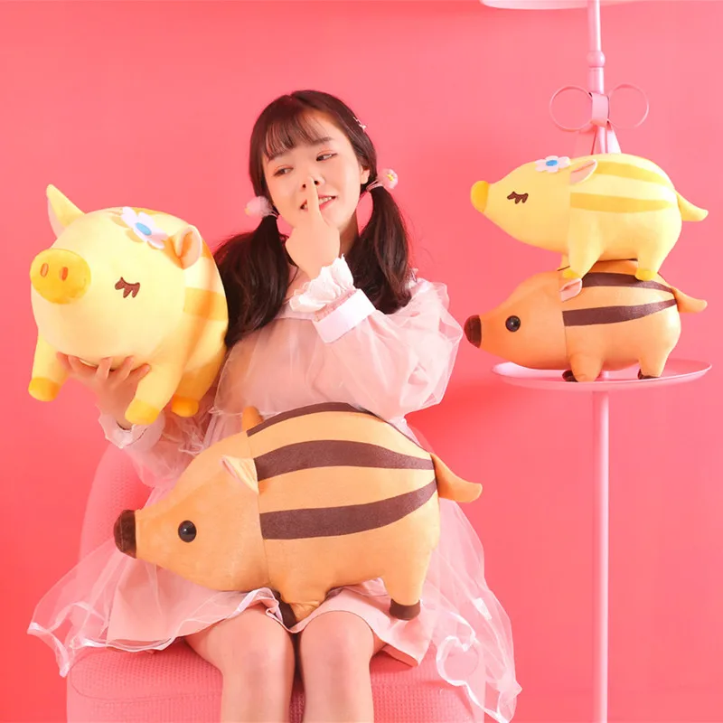 1 шт. 40/60 см Kawaii полосатый дикий кабан плюшевые игрушки мягкие милые зимние