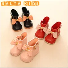 Fille Bottes Bébé Enfants Pluie Bottes Avec Arc Filles Enfants Pluie chaussures Arc Imperméable Enfant Bottes En Caoutchouc Gelée Molle Infantile Chaussures BO28