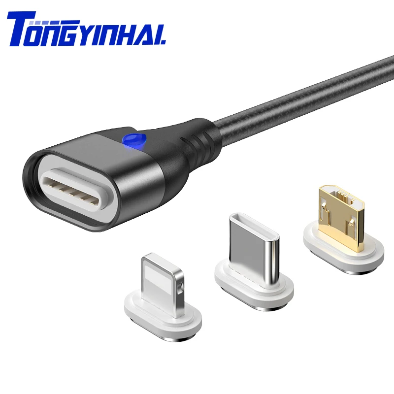

Tongyinhai Micro USB Cable Magnetic USB C Type Fast Charging Data Cord For Huawei 3A Quick Charger Magnet Plug Connector