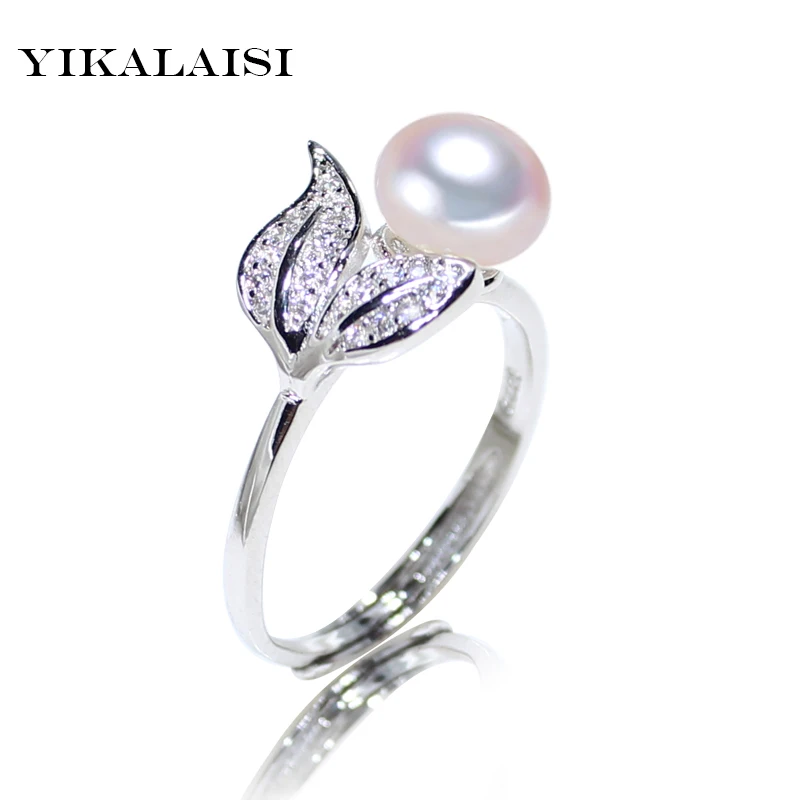 

YIKALAISI 2017 Pearl jewelry Fashion 100% natural 7-8 mm Freshwater pearl rings 925 sterling silver jewelry ring For Women gift