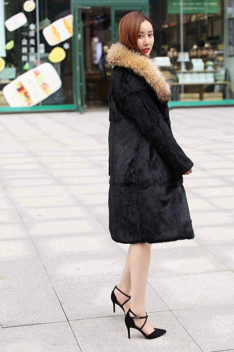 Réel Naturel Russie Col Fur Manteau Taille Collar Raccoon Avec Hiver Plus Fourrure Outwear Pelt De Grand Arrivée Nouvelle 2018 Collar La fox Mince Lapin Vestes Long Pleine Oqwx0zEn