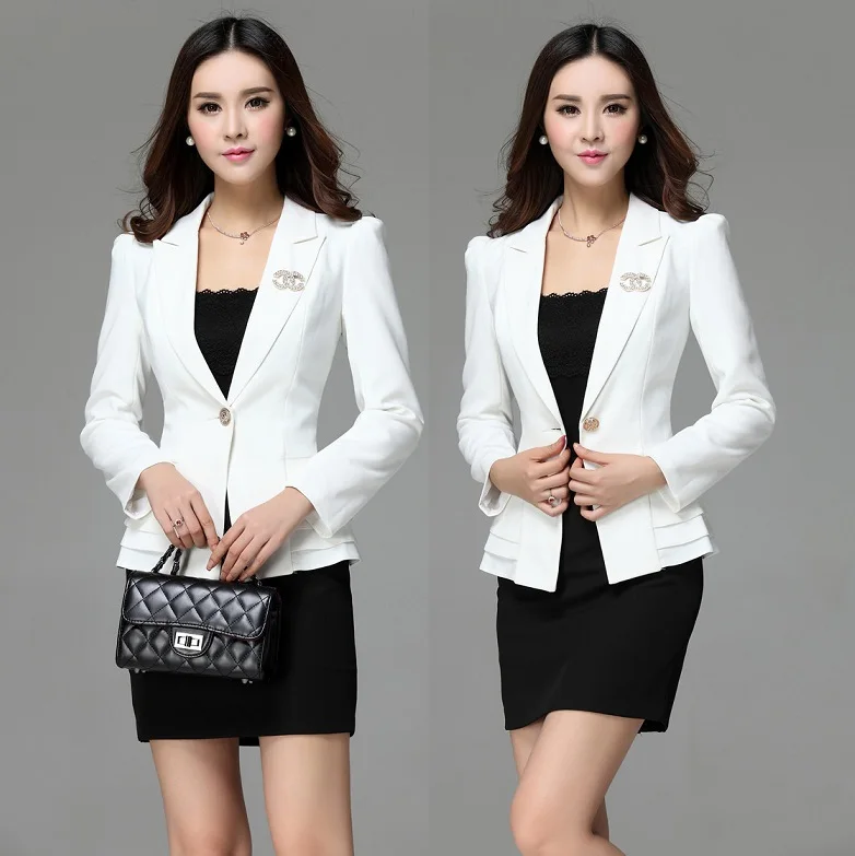 New Fashion Slim Blazers Feminino Formal Uniforms Office