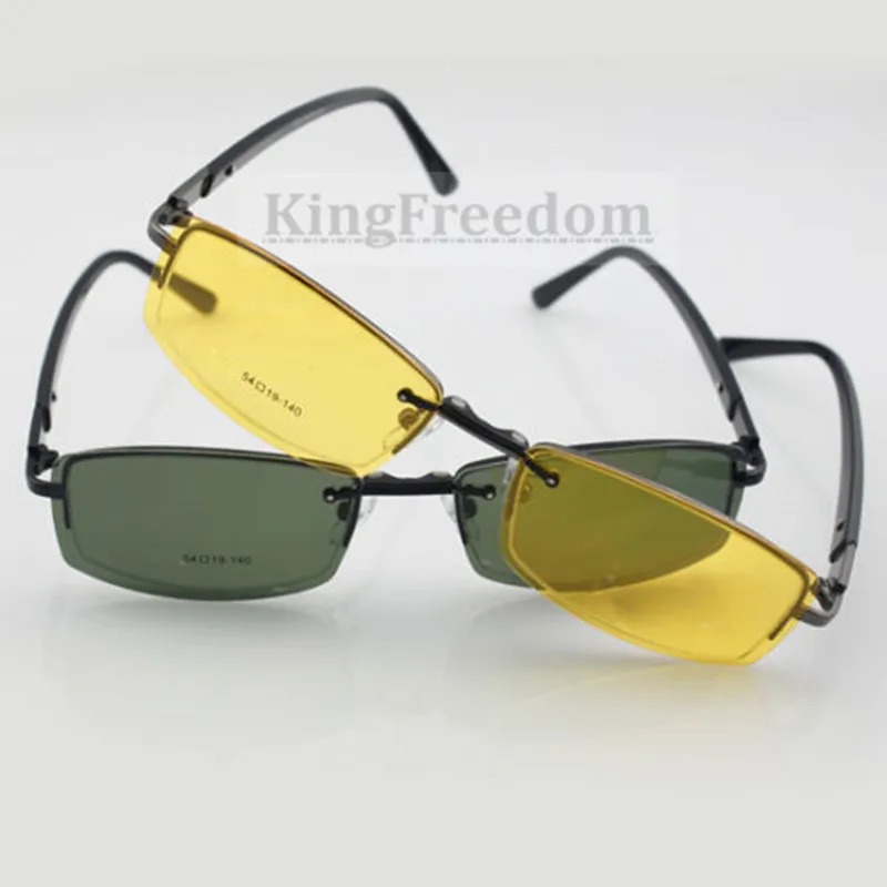 

clips on Polarized Magnet Polarized Sunglasses Eyeglasses Frames Flexible Half Rimless Day Night Driving Rx able