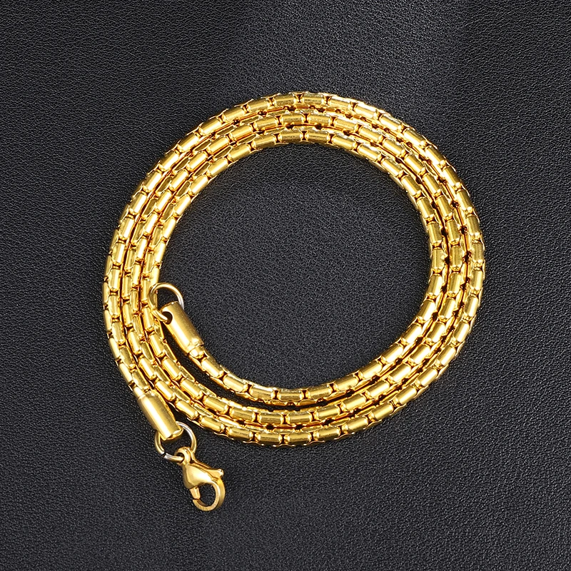

Width 3mm Stainless Steel Link Chain Necklace Classic Gold Color Collar Hombre For Male Jewelry