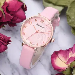 DISU для женщин наручные часы кварцевые Выпуклое стекло кожа дамы часы модные часы 2019 Relogio Feminino