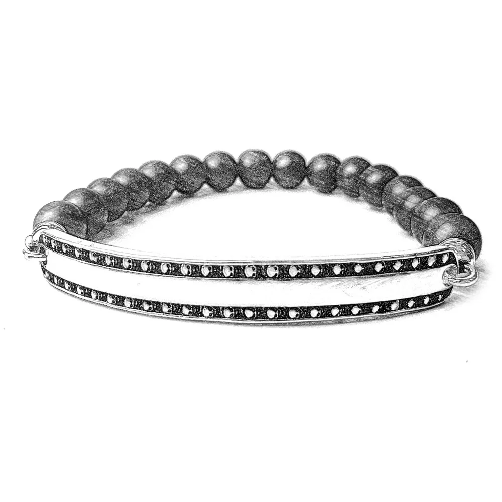 Bracelet-Bead-Skull-Fashion-Accessories-Jewelry-Stone-Obsidian-Matt-Skeleton-925-Sterling-Silver-Ts-Bracelet-Gift