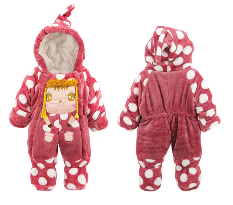 2017 Winter Thick Warm New Baby Boy Girl Rompers Unisex Newborn Infant Long Sleeve Hooded Climbing Clothes 0-1 Years Old Outwear04
