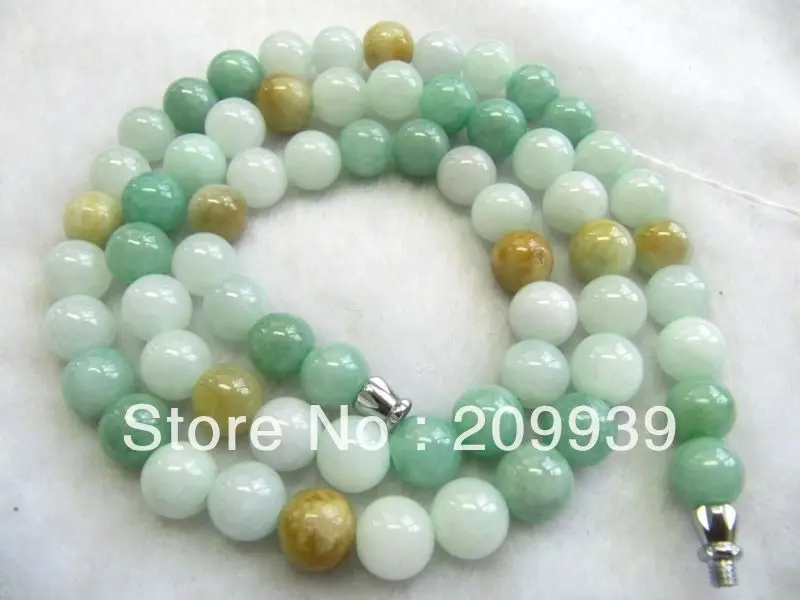 

huij 002730 "Certified" 100% Natural A Grade Colorful Jade /Jadeite Smooth Bead Necklace