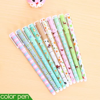 

10 pcs/lot cartoon floral gel pen kawaii color pens papelaria stationery material escolar school supplies