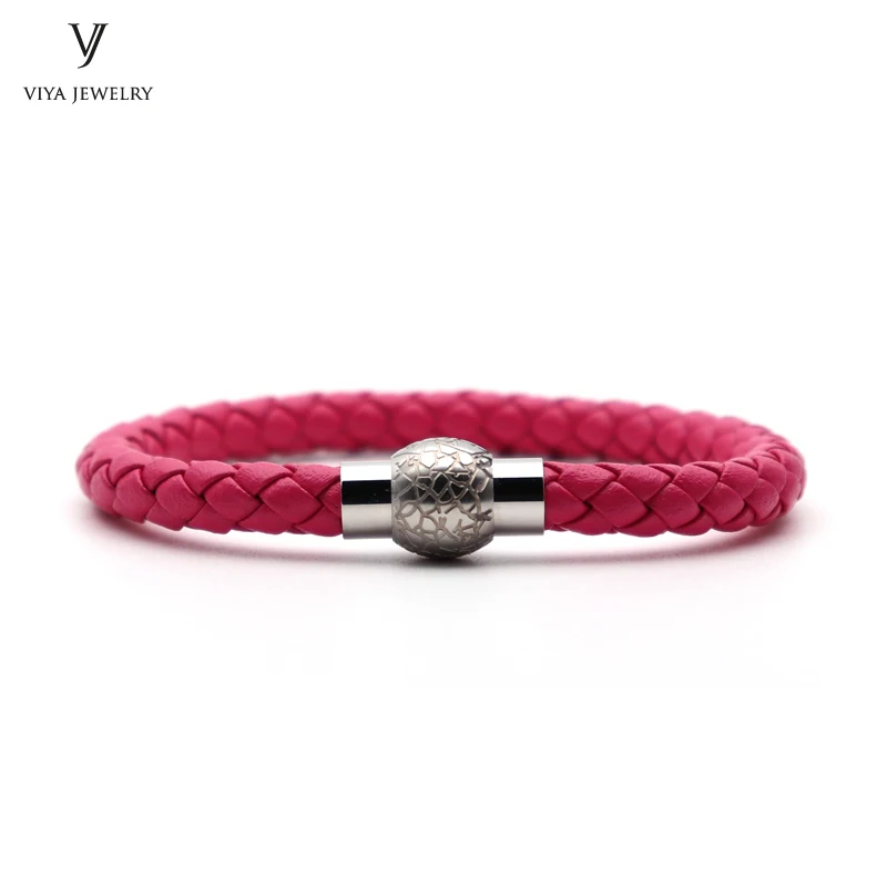 Colorful Braided leather bracelet With Magnet Lock Hardware Magnetic Closure Women Leather Bracelet Best Friendship Gift Has Box(5)