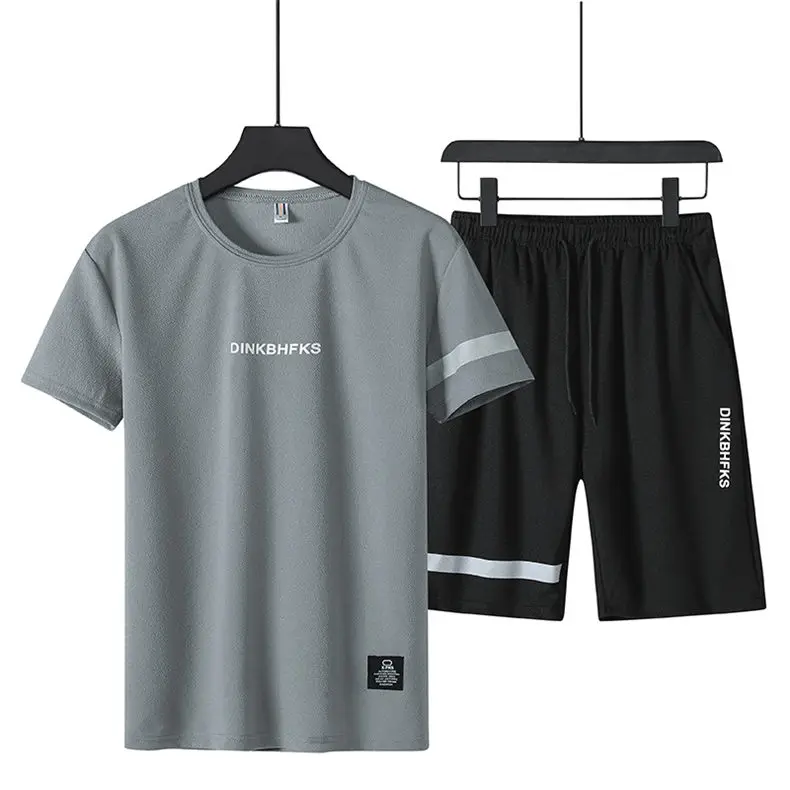 Pack of 2 Print T-Shirt&Shorts Summer Short Sets Men Casual Suits Homewear Tracksuit Male Sweatshirts Hoodies 4XL Top&Tees+Pant 01