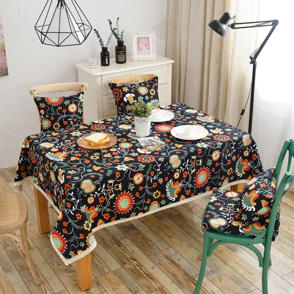 100 Cotton Table Cloth Country Style Flower Printed Multifunctional