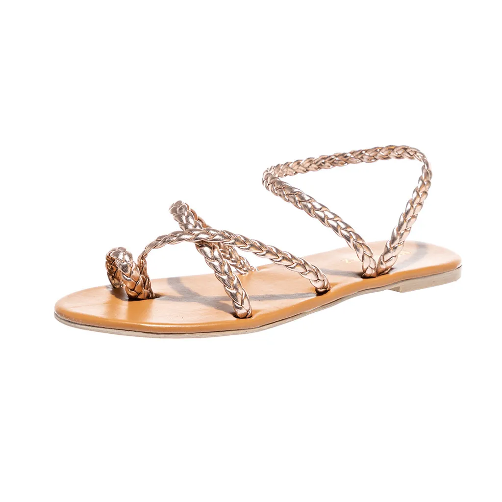 

SAGACE Women's Ethnic Wind Woven Flat Shoes Beach Shoes 2019 Spring Summer Beach Sandals Roman Shoes Casual Round Toe Shoes Ja17