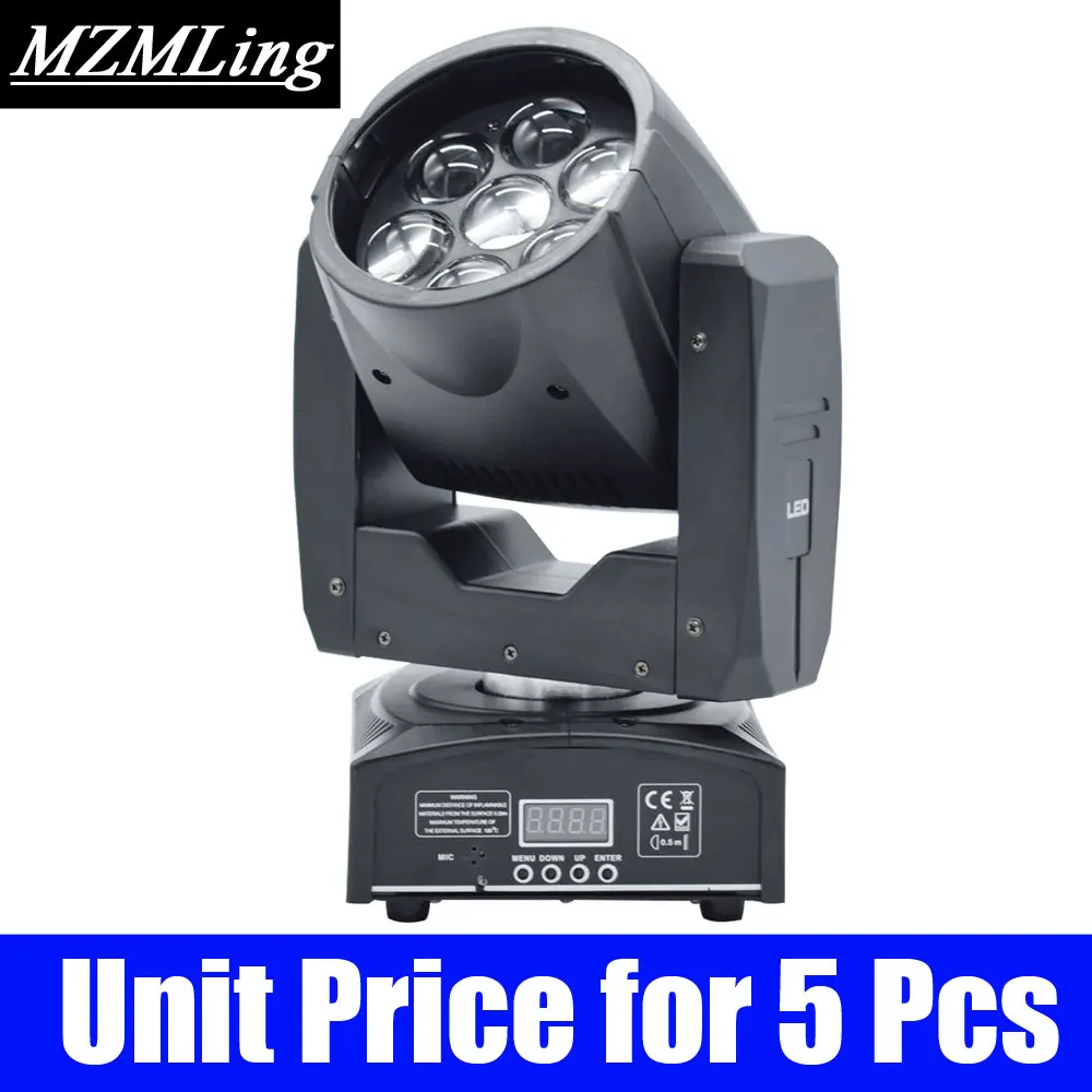 Светодиодный светильник 7x12 Вт для мытья/масштабирования DMX512, светильник с подвижной головкой, Профессиональный DJ/бар/вечерние/шоу/сценический светильник светодиодный сценический светильник - Цвет: Unit Price for 5 Pcs