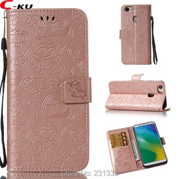 

C-ku For Oppo A79 A83 R11S R11 PLUS Luxury Unicorn Strap Flip Wallet PU Leather Case Pouch Cartoon TPU Stand ID Card Skin 100PCS