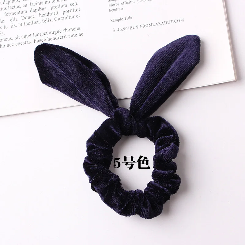 New Fashion Women Headbands Casual Solid Hair Bands Brand Colorful Polyester Elastic Hairband Rabbit Ears Hair Rope Ring