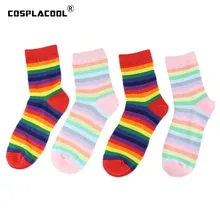 Harajuku арт милые радужные носки японские креативные красные цветные носки женские хипстерские Calcetines Mujer японские Skarpetki Sokken