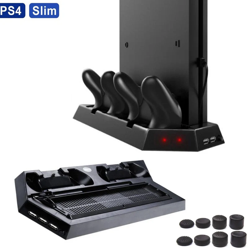 PS4 Slim и PS4 вертикальная подставка охлаждающий вентилятор теплоотвод зарядная подставка двойной usb-хаб зарядное устройство База для PS4 Slim Playstation 4 PS4