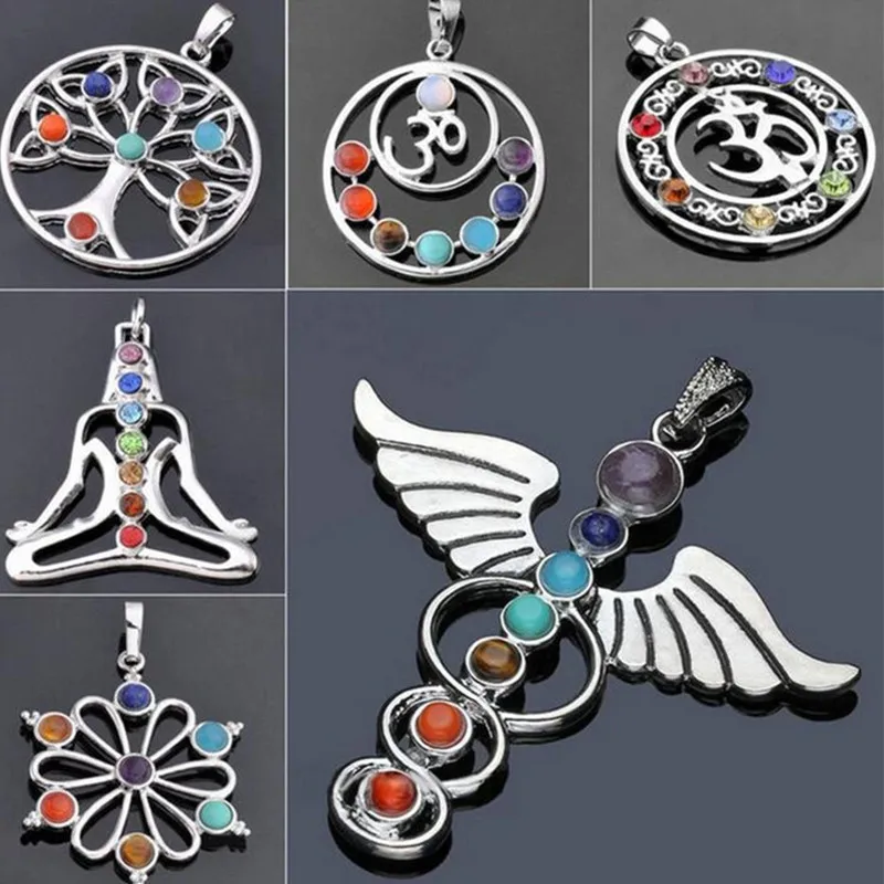 

Naturel Gemme En Cristal Pendentif Sept Chakra Pendentif Religieux Ange Ailes Collier Convenable DIY Faisant Accessoires En Gro