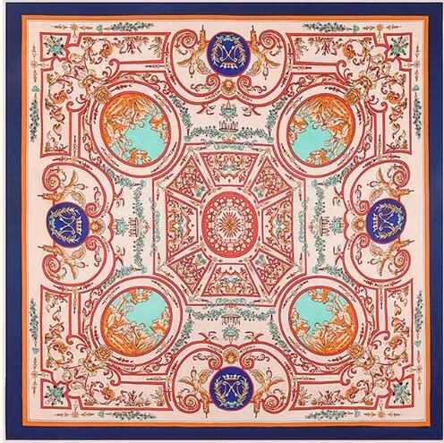 

100% Silk Twill Luxury Brand Silk Scarf For Women,2019 New Fashion Large Square Scarves Headband Maze Paisley Print Shawl Hijab