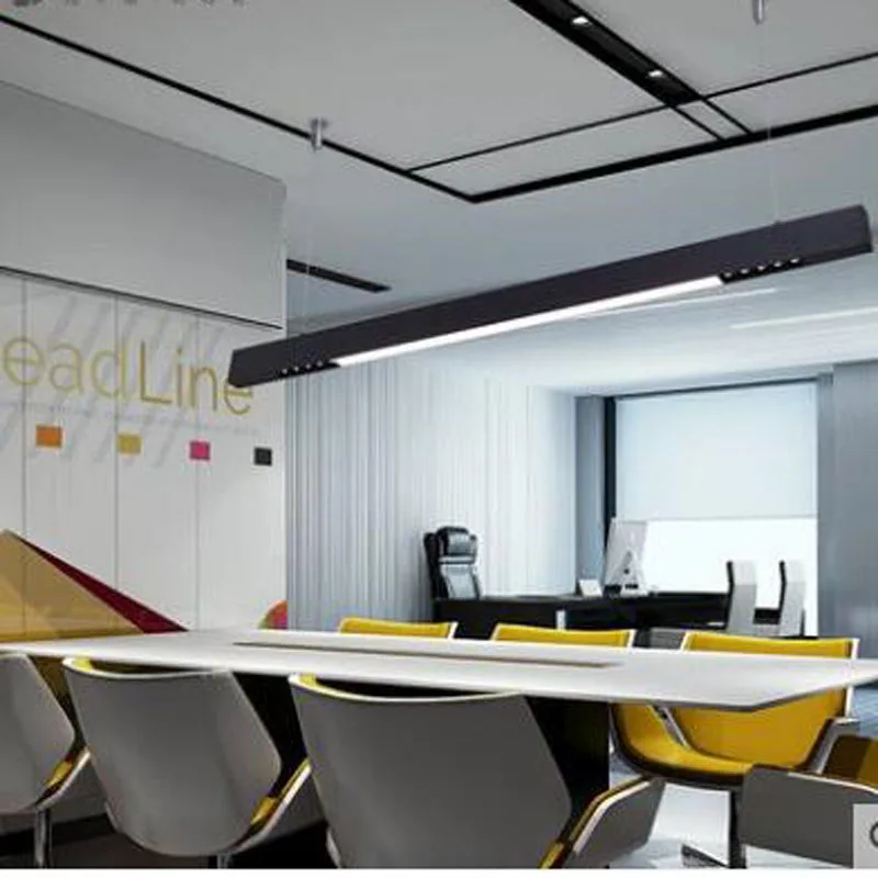 

Modern minimalist LED office strip chandelier creative personality line lamp front desk study Internet cafe bar lamp