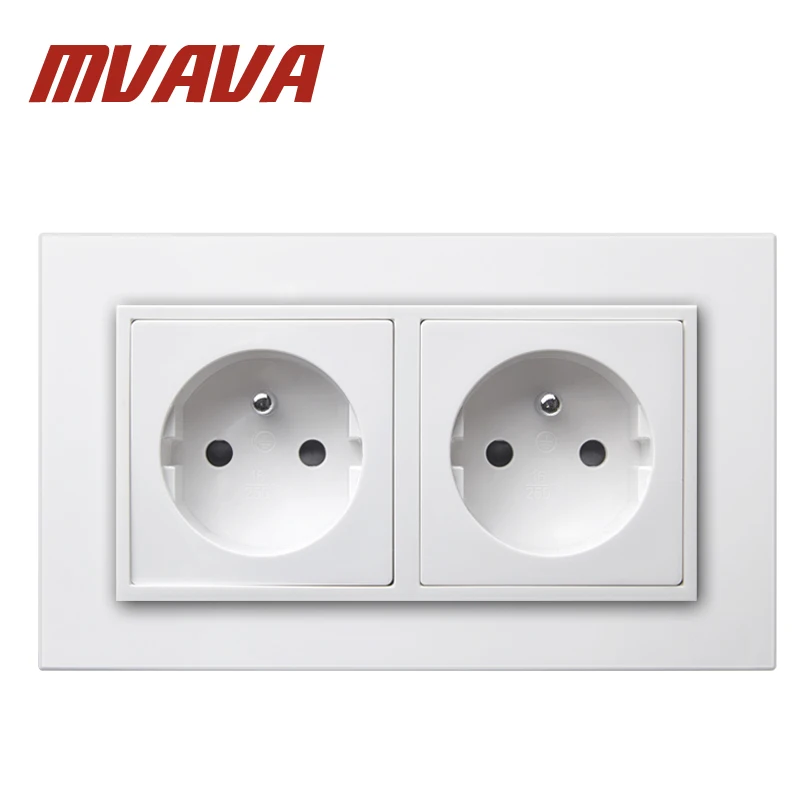 

MVAVA 16A Double FR Standard Socket Dual AC 250 V Electrical Outlet PC White Panel Wall French Socket Plug Outlet Free Shipping