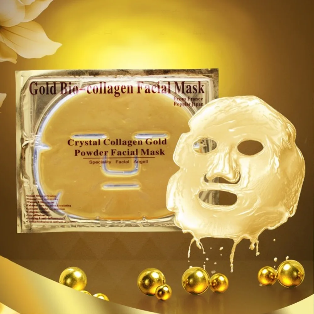 5 шт./партия, 24 к, золотой био-коллаген для лица, маска витаминная отбеливающая маска для лица, Хрустальная Золотая пудра, увлажняющая Антивозрастная маска
