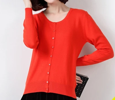Новое поступление Высокая мода чистый кашемир смесь женский свитер, кардиган Базовый Топ свитер для продажи TFP621 - Цвет: Orange