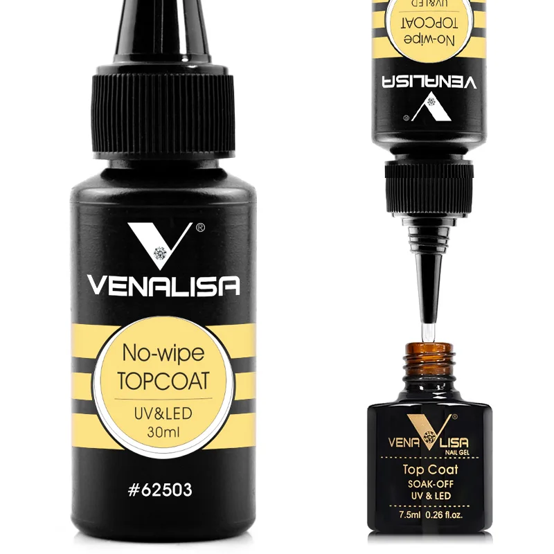 New manicure Venalisa 30ml 1oz Nowipe topcoat soak off led uv nail gel polish base coat nail polish gel