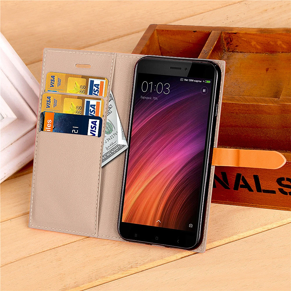 Cheap Wallet Case For Xiaomi Redmi 4,Luxury Leather Cover With Magnetic Stand Card Holder Case For Xiaomi Redmi 4 4X Folio Flip Case 27