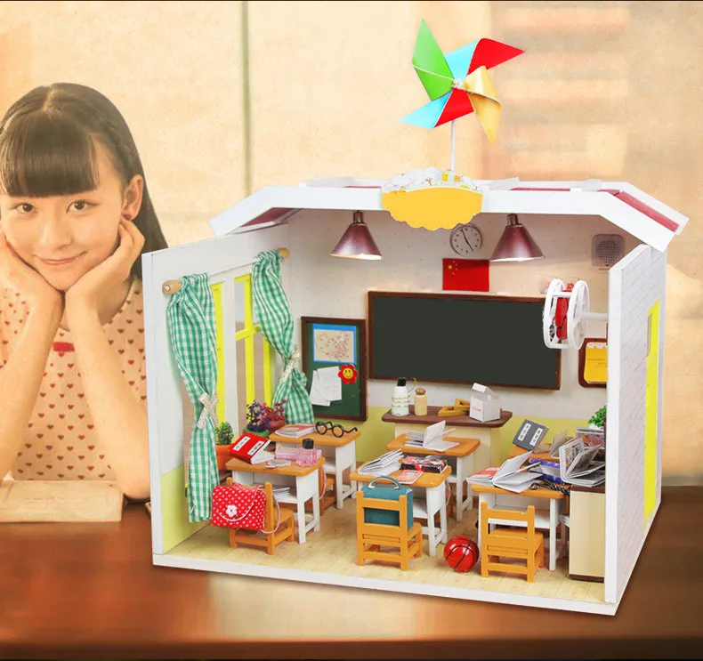 

3D Doll House Miniature Wooden Toys Doll Houses DIY Kit Model Building Kits House with Toys for Children Gift