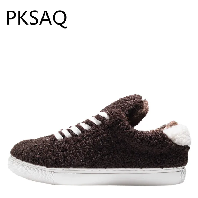 

Winter Sneakers Women Short Plush Lace-Up Women Shoes Casual Flat Warm Cute Fashion Fur Shoes Star Show Shoes