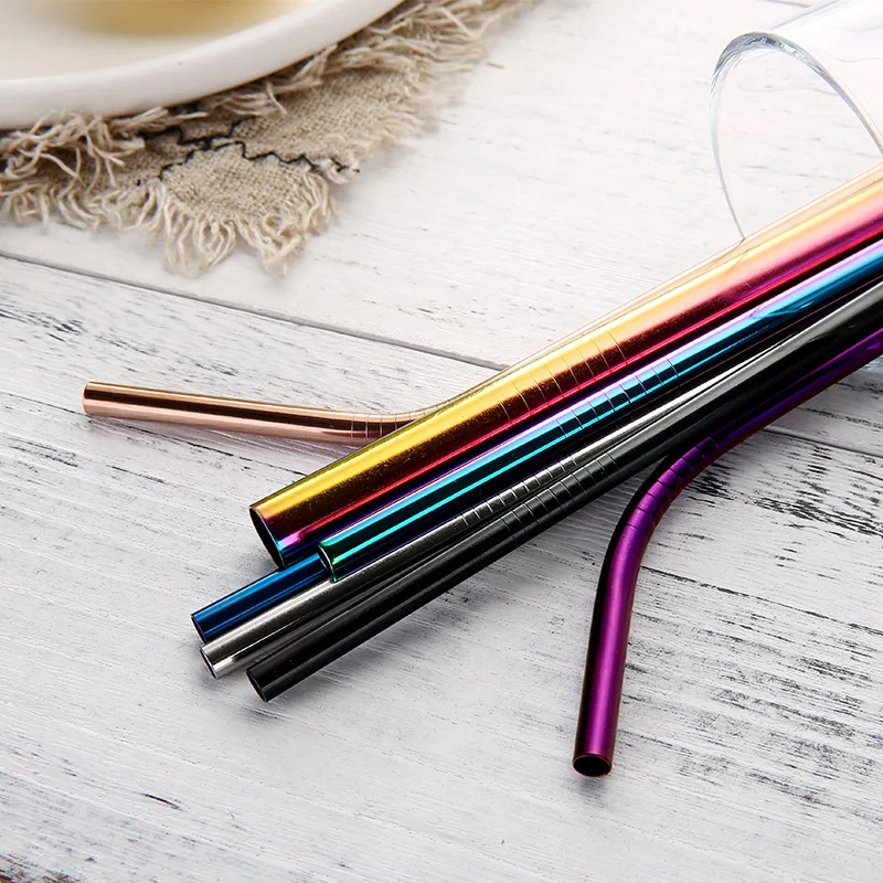 Premium Reusable Stainless Steel Drinking Straw Set with Cleaning Brush & Pouch