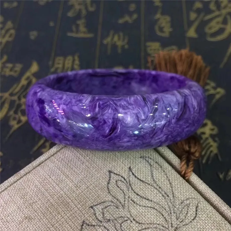 

56.6mm Genuine Natural Purple Charoite Bangles Gemstone Crystal For Women Female Gift 18.9mm Size Fashion Bangle Certificate