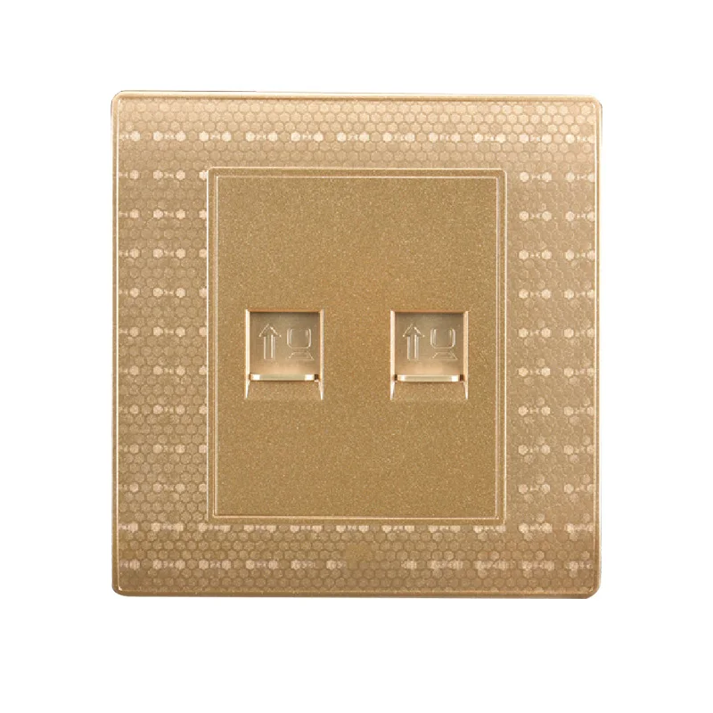 

Type 86 Luxurious Champagne gold wall weak electricity socket Dual computer socket