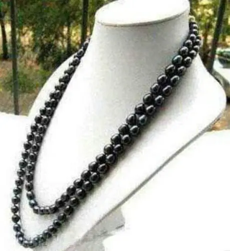 

fast NEW Natural 50" 9-10MM Black Akoya Cultured Pearl Necklace