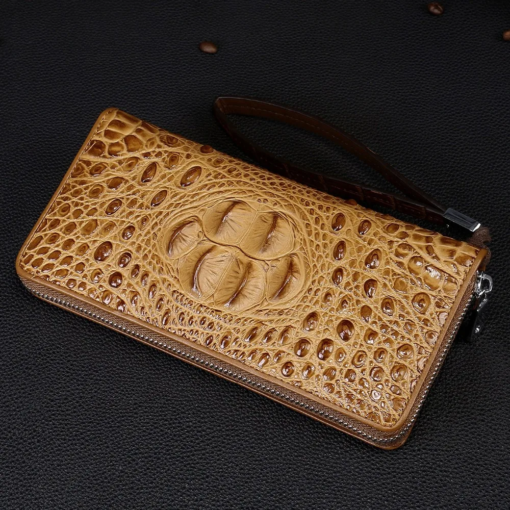 Men's wallet Thai crocodile leather wallet men's long handbag female leather wrist bag zipper wallet clutch Europe America04 Men's wallet Thai crocodile leather wallet men's long handbag female leather wrist bag zipper wallet clutch Europe America04