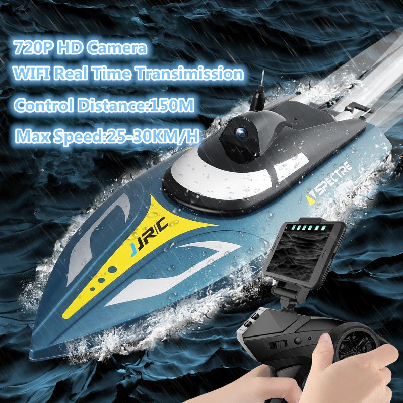 

WIFI FPV Vedio RC Racing Speedboat 2.4G 30KM/H 720P Camera Double Waterproof High Speed RC Ship radio controToy Gift VS FT011